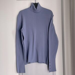 HUGO BOSS Cerulean Blue Ribbed Turtleneck Sweater